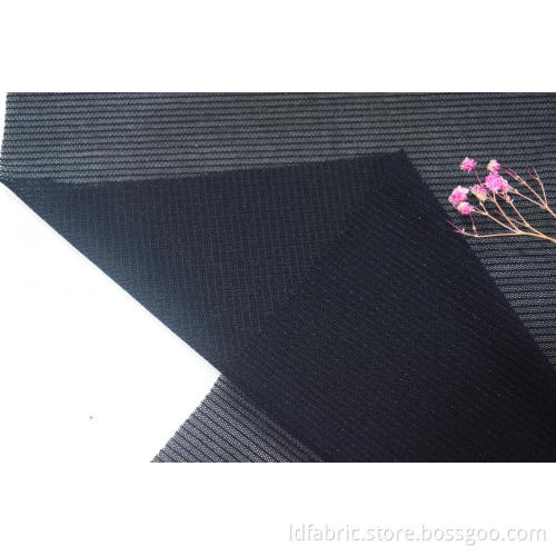 Nylon Metallic Spandex Black Stripe Mesh Stoff